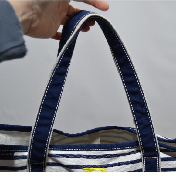 Lands' End XL Canvas Tote Bag Blue & White Striped - Picture 14 of 14